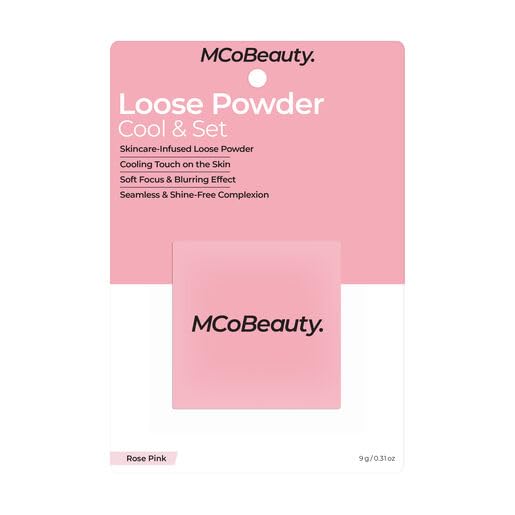 MCoBeauty - Loose Powder Cool & Set - Rose Pink Shade - Finely Milled Water-Based Setting Powder with Hyaluronic Acid, Glycerin & Vitamin E - Vegan, Cruelty Free Cosmetics - Face Makeup