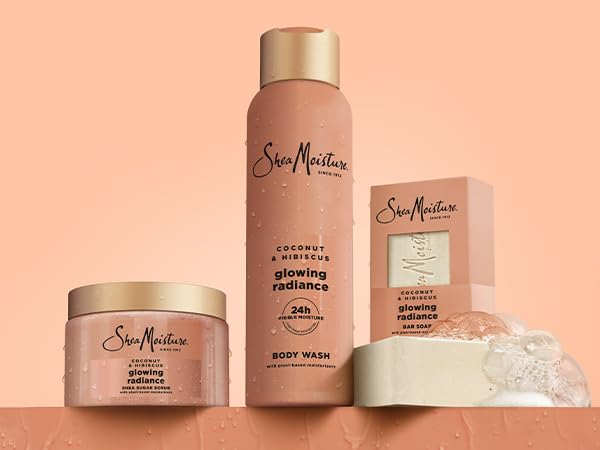 SheaMoisture Shea Sugar Body Scrub For Glowing Radiance Coconut Hibiscus Glowing Radiance Body Scrub With 24h Shea Moisture Nutrients 12 oz