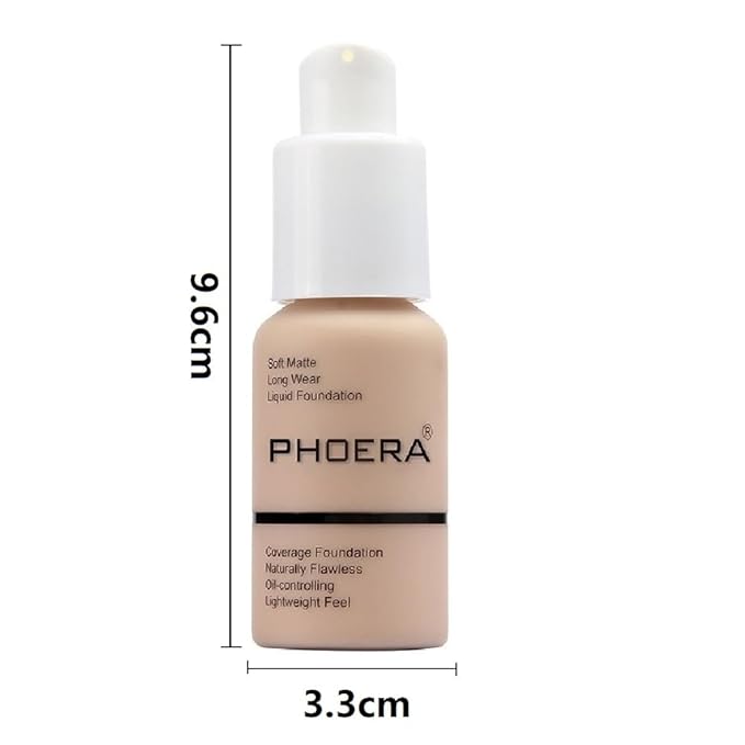 2 Pack PHOERA Foundation,Full Coverage Foundation, Concealer Foundation Warm peach) 30ml