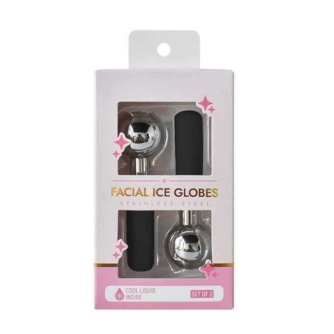 Betyura Ice Globes for Face & Eyes – Unbreakable Stainless Steel Cooling Cryo Sticks, Hot & Cold Facial Roller for Puffiness, Dark Circles & Daily Skincare(Black)