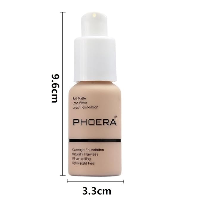 2 Pack PHOERA Foundation,Full Coverage Concealer Flawless Soft Buff Beige)