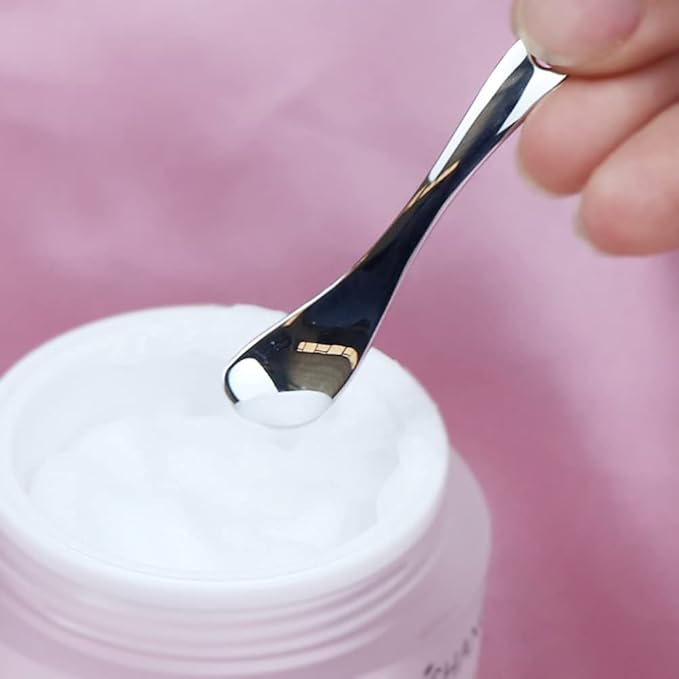 4 Pieces Zinc Alloy Makeup Spatula Eye Cream Spoon Beauty Scoop Mini Spoon Makeup Beauty Spoons Mini Cosmetic Skincare Spatula for Cream Lotions, Spoon Shaped, Silver-Color