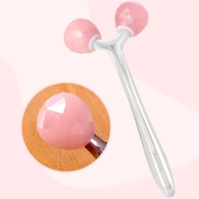 Face Roller for Wrinkles and Lifting, 3D Pure Jade Roller Diamond-Shaped for Women Men Skin Care Guasha Scraping Facial Massager Tool for Jawline V- Shape & Puffy Eyes