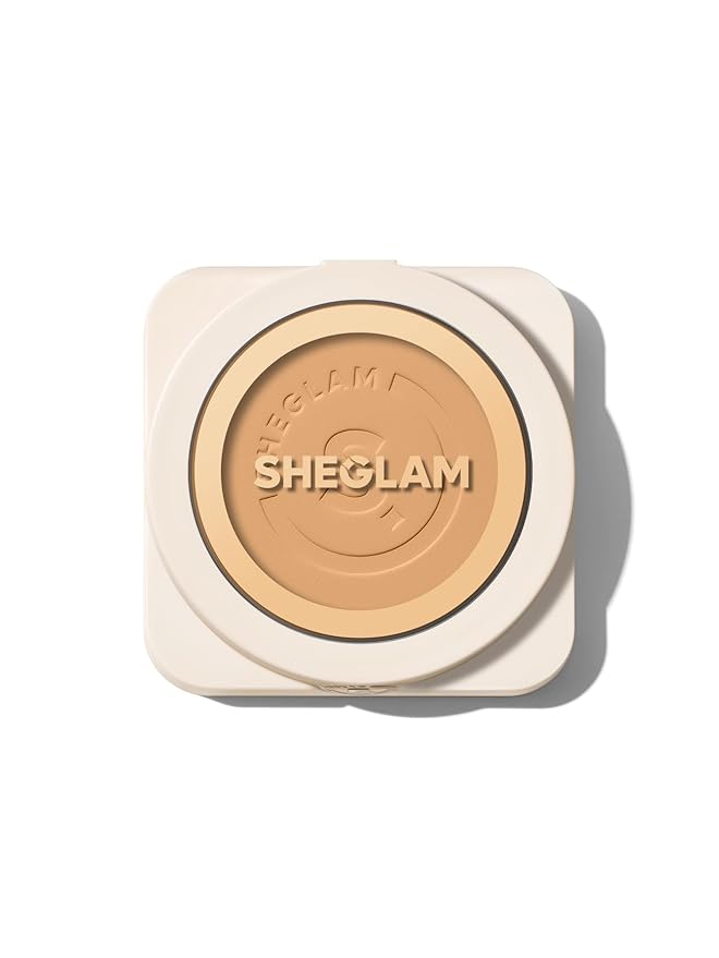 SHEGLAM SKin-Focus Full Coverage Powder Foundation Oil-Control Lightweight Face Pressed Powder Makeup-Sand