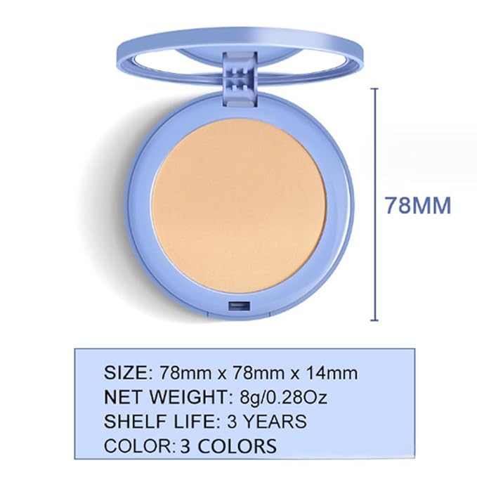 Oil Control Matte Perfection Face Pressed Powder, Matte Smooth Flawless Setting Powder Makeup, Polvo Compacto De Maquillaje, Waterproof Long Lasting, Cruelty Free, 0.35Oz (03 Pure Beige)