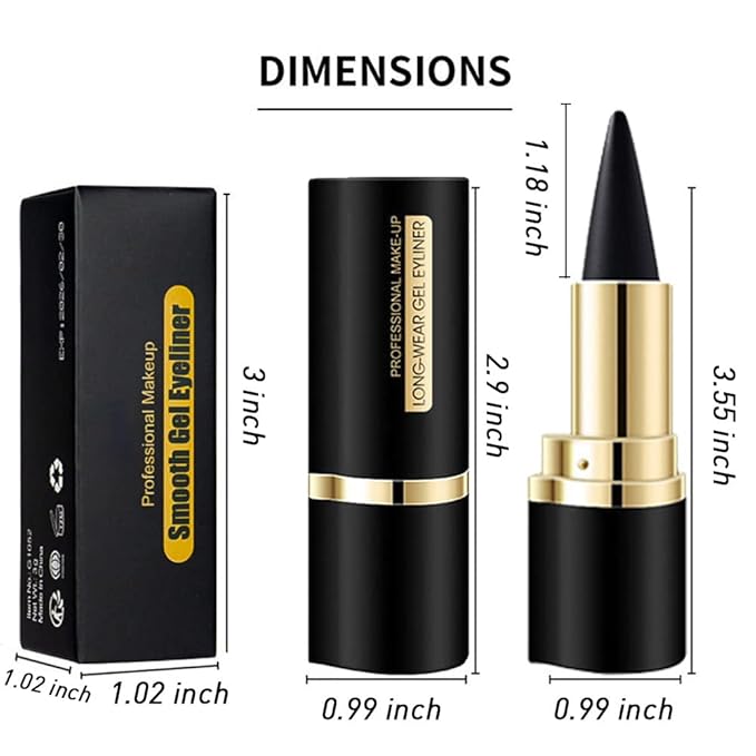 Kaely 2Pcs Gel Eyeliner Pencil, Natural Black Eyeliner Cream for Waterline, Liquid Eye Liner Waterproof Smudge Proof, Black Smoky Eyeshadow Palette Halloween Makeup, delineador de ojos contra el agua