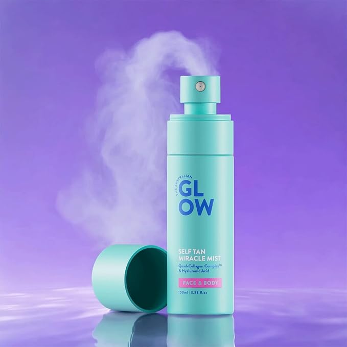 Australian Glow Miracle Mist, Self Tanner for Face & Body w/Quad-Collagen Complex & Hyaluronic Acid, 3.38 fl. oz / 100ml
