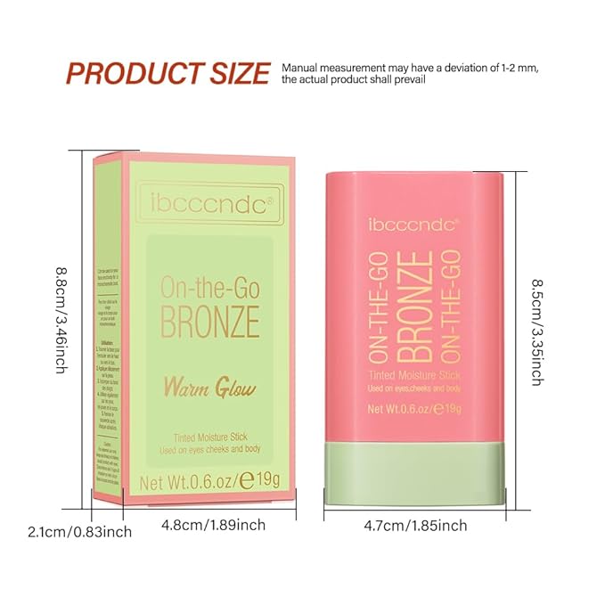 Multi-Use Makeup Bronzer Stick for Effortless Glow - Hydrating Solid Moisturizer with Natural Bronze Tint for Eyes, Lips & Cheeks (# 1Warm Glow)