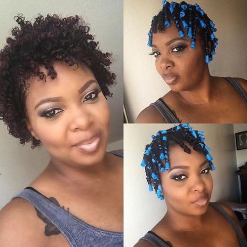 40pcs Perm Rods Set for Natural Hair Blue Plastic Cold Wave Rods Hair Curling Rollers with Steel Pintail Comb Rat Tail DIY Hairdressing Tools(40pcs Blue)