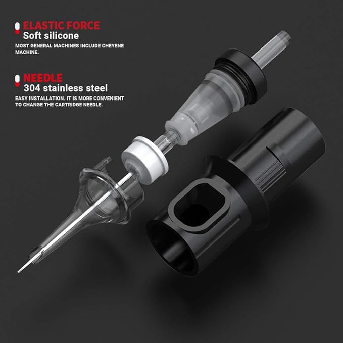 STIGMA Disposable Tattoo Cartridge Needles 50Pcs Assorted Sizes 5RS 9RS 5M1 7M1 9M1 11M1 5RM 7RM 9RM 11RM of Round Shader/Weaved Magnum/Round Magnum EN05-50KIT-D