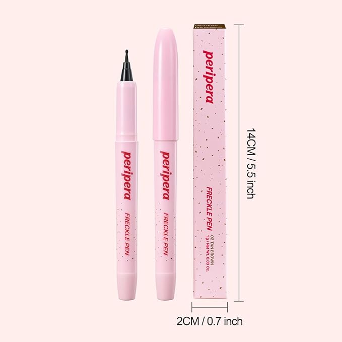 Peripera Freckle Pen, Natural Sun-Kissed Makeup – Long Lasting, Smudge-Proof Faux Freckles with Precision Dot Tip, Buildable K-Beauty Freckle Makeup Pen (02 TAN BROWN)
