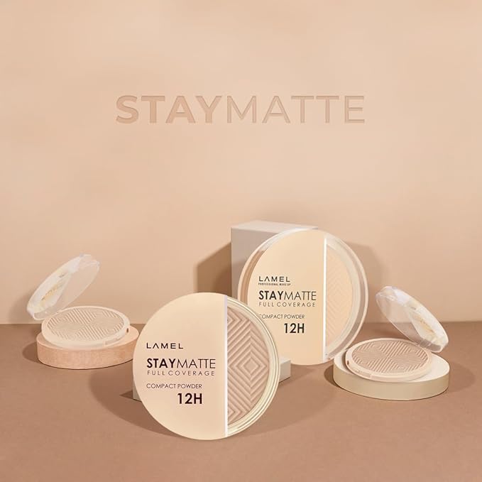 Lamel Stay Matte Compact Powder - Light Natural Coverage - Universal Neutral Undertone - Cruelty Free - Natural - N.403