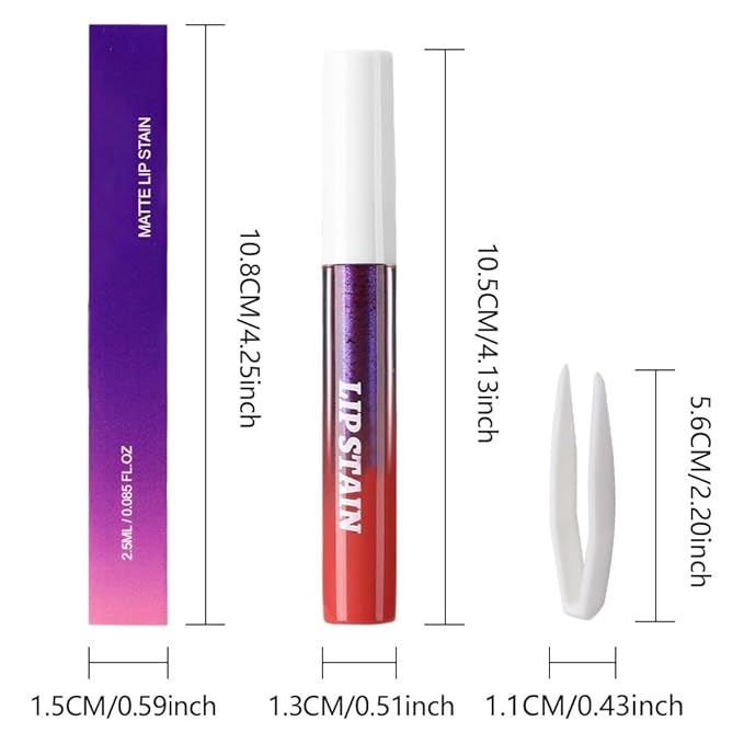evpct Orange Red Peel Off Lip Stain Tints with Tweezer, Matte Liquid Lipstick Lip Stain Long Lasting Waterproof for Women, Non-stick Cup Lipstick Peel Off High Pigmented Smudge-proof Easy to Apply, 06
