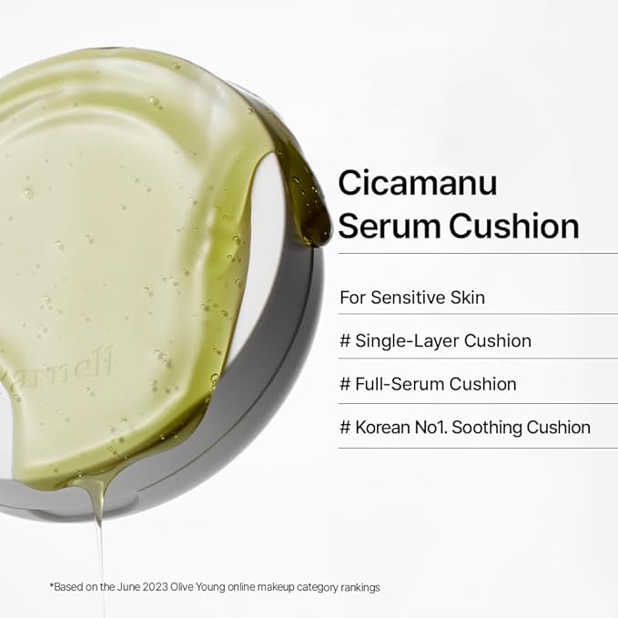 Parnell Cicamanu Serum Cushion - Moisturizing Foundation for Soothing, Coverage, Glass Skin and Lightweight for Sensitive and Dry Skin Pearl Skin (0.52 Fl Oz) (29N)