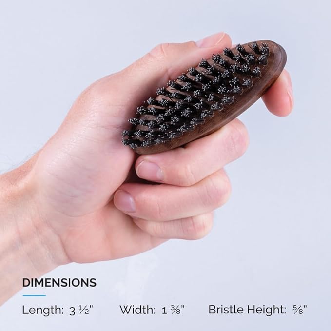 ZEUS Pocket Beard Brush, 2 PACK – (1) SOFT & (1) FIRM Bristle Boar Hair Beard & Mustache Brushes – MADE IN GERMANY