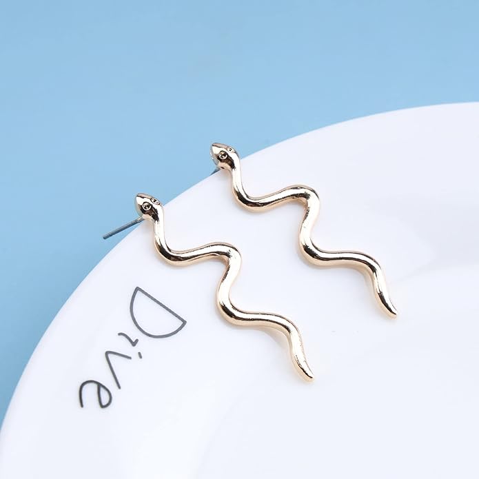 Vintage Snake Dangle Earrings Punk Snake Drop Earrings Gold Snake Stud Earrings Boho Serpent Earrings Jewelry for Women (Gold)