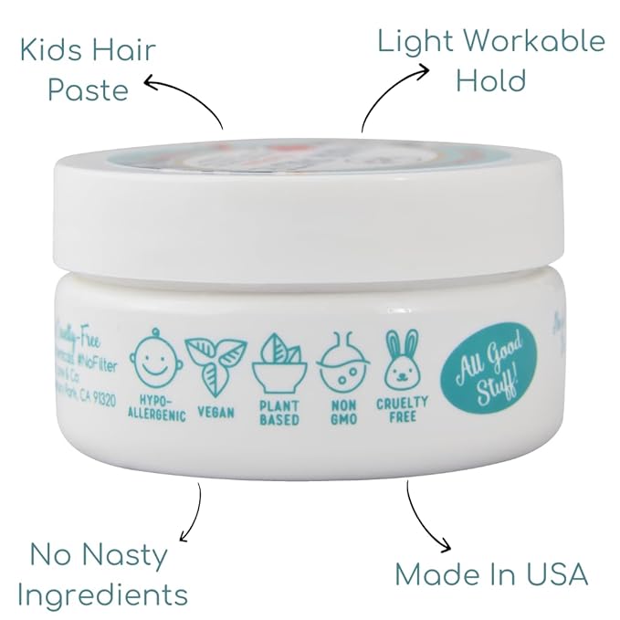 LANE & CO. Hair Paste - Plant-Based Styling Paste for Babies, Toddlers, Kids - Natural & Organic Formula, Safe & Non-Sticky, Tame Bed Head & Flyaway Hair, 2oz