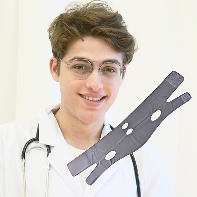 V Line Lifting Mask Chin Strap for Sleeping, Face Lifting Strap, Chin Strap, V Line Mask, Jawline Shaper, Jaw Strap, Double Chin Reducer, Face Lift Tape & Snoring Solution (Grey&Pink)