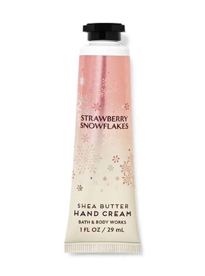 Bath & Body Works Strawberry Snowflakes Shea Butter Travel Size Hand Cream 1oz (Strawberry Snowflakes), 1