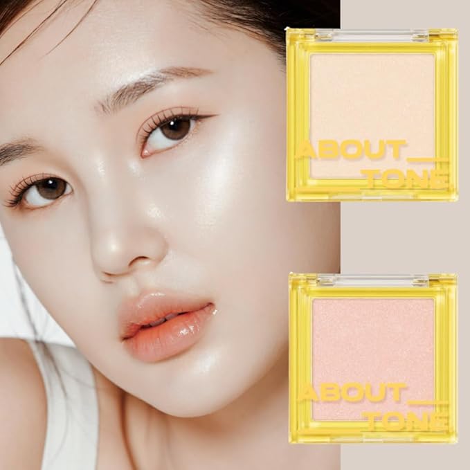 Light On Me Highlighter 2 Color - Makeup Highlighting Powder Palette, Natural Satin Glow, Lightweight Velvety Powder, Clear Sheer Pearls, Shiny Illuminator, 0.26oz (01 SUGAR LIGHT)