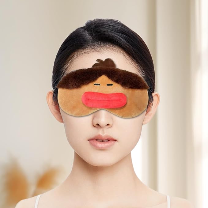 PERFECTSIGHT Sleep Eye Masks, Cute Plush Sleep Eye Cover Lightweight Adjustable Eyeshade Faux Fur Mask Cover for Women Men Sleep Travel Nap, Girl Braid