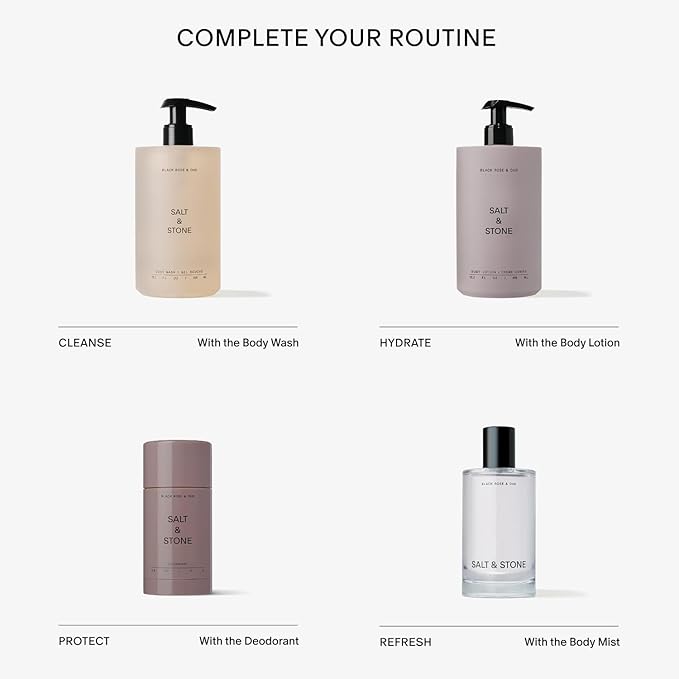 Salt & Stone Body Wash with Antioxidants for Deep Moisture | For Women & Men, Sulfate, Paraben, & Dye Free, Leaving Skin Soft and Hydrated | Black Rose & Oud 32 fl oz