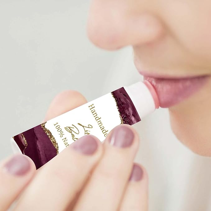 CRASPIRE 80Pcs 8 Styles Lip Balm Sticker Vintage Quicksand Background Self-Adhesive Homemade Lip Balm Labels Vintage Square DIY Label Stickers for Lip Balm Containers Cosmetics Lipsticks