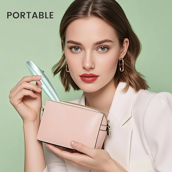 Hatteker Eyebrow Facial Trimmer, 2 in1 Rechargeable Hair Removal and Eyebrow Shaver - Face Lips Body Painless Razor with Built-in LED Light (Green)