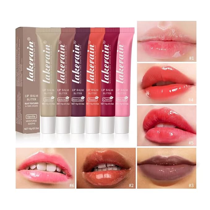 3 Colors Lip Butter Balm Set,Vanilla Sugar)