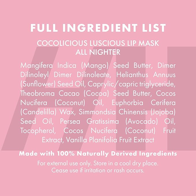 100% Natural Lip Butter Sleeping Lip Mask, Overnight Lip Moisturizer and Conditioner for Dry Lips. Intensive Lip Balm and Lip Therapy Skin Care with Mango butter (Original All Nighter)