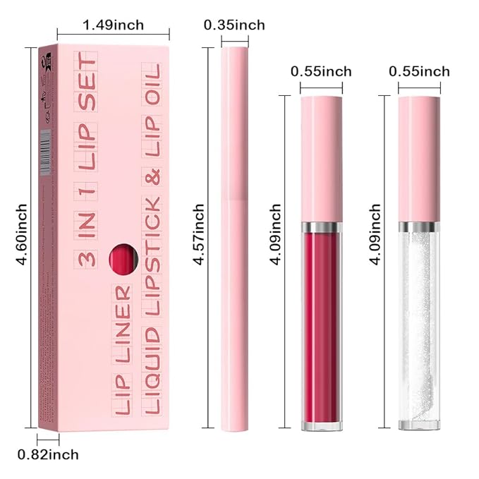 3-in-1Grayish Purple Matte Lip Stain Kit | Waterproof Lip Liner + Hydrating Matte Lip Gloss + Nourishing Lip Oil | Long Lasting Plumping to Create Perfect Lip Makeup.07#