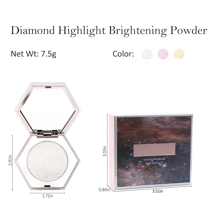 Erinde White Silver Face Highlighter Makeup Palette, Shimmer