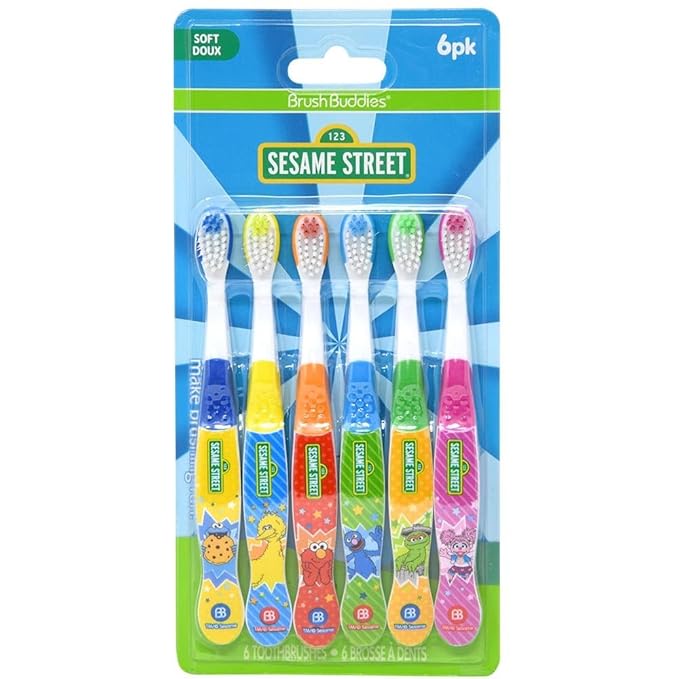 Brush Buddies Sesame Street Toothbrushes, Soft, Set of 6