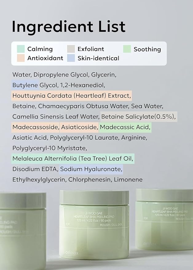 celimax Ji.Woo.Gae Heartleaf Peeling Pad | Peeling & Hydrating for Acne Skin & Breakouts (60 Pads)