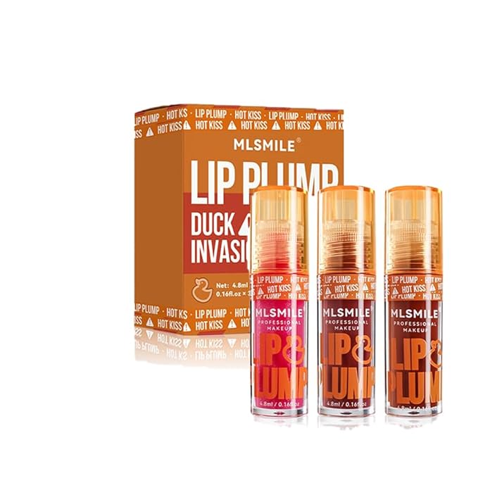 3 Colors Duck Lip Plumper Gloss, Glitter Shine Primer Lip Tint Korean Clear Plumping Lip Gloss, High Pigment No Sticky Lip Gloss, Lip Plumper Gloss Make Lips Fuller(Set B)