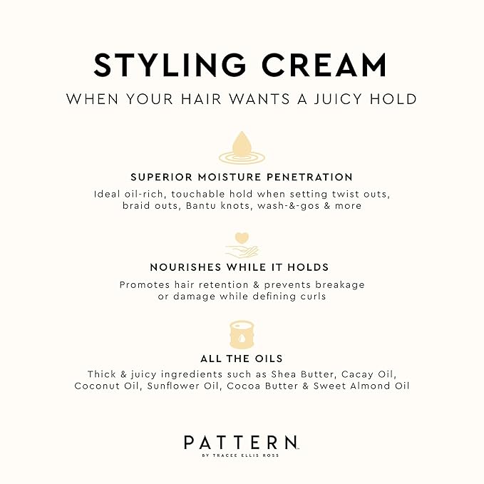 PATTERN Beauty by Tracee Ellis Ross Styling Cream - Hold & Definition for Curly Hair 3b-4c, 25 fl oz