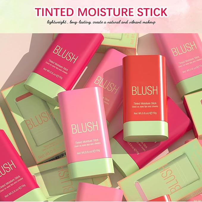 Multi-Purpose Makeup Blush Stick, 3-in-1 Beauty Tinted Solid Blush Stick For Cheeks, Lips And Eyes Waterproof Natural Cream Blush Stick With Long-Lasting Moisturizing Formula (#3Coral Orange)