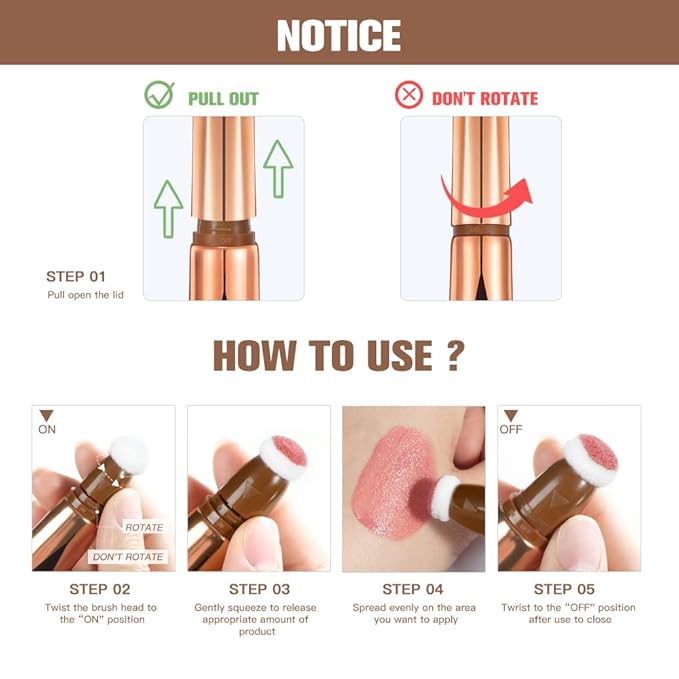 Liquid Contour Beauty Stick, Contour Stick, Bronzer Stick,Multi-Function Beauty Stick, Cream Contour With Cushion Applicator, Liquid Contour Stick, Women's Contour Makeup (06#)