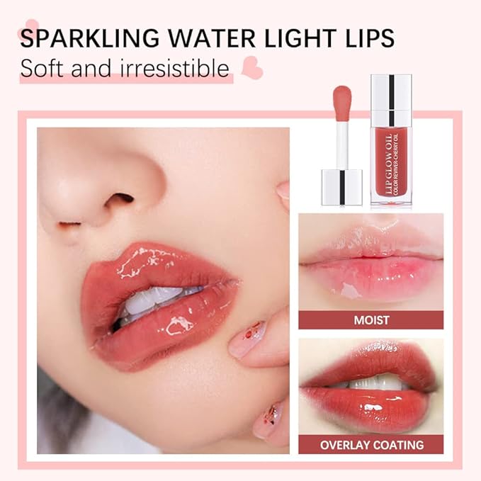 Plumping Lip Oil - Hydrating Lip Oil Plumping Lip Gloss, Crystal Jelly Moisturizing Lip Oil/Polished Lip Oil Lines/Tint Moisturizing Transparent Lip Balm Care Stick (Raspberry)