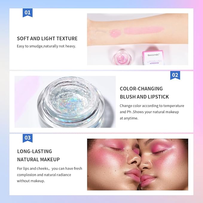 Color Change Blush Clear Liquid Blush Cream Moisturizing Blusher Halo dyeing naturally Blush Rouge Multi-use Makeup Cream For Cheeks Face Lips Waterproof Blush Gel Lip Oil (#4)