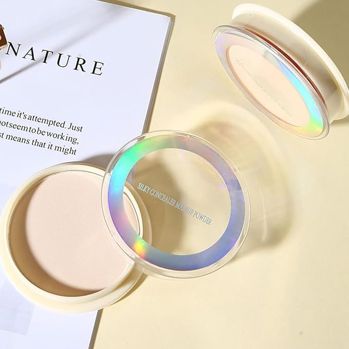 Oil Control Face Pressed Powder, Ultra-Fine Lightweight Face Powder, Soft-focus Matte Finish, Sheer Coverage, Lasting Oil Control, Light Skin Tone(02#)