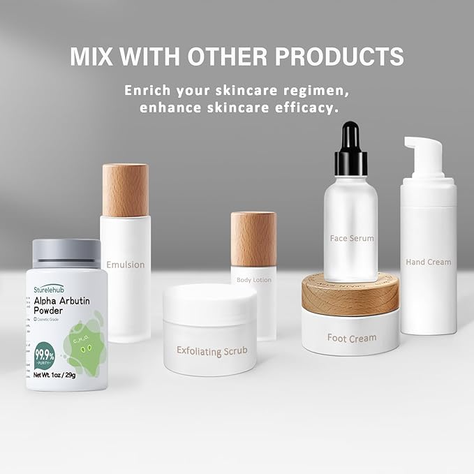 Alpha Arbutin Powder, 1OZ 99.9% Purity, Cosmetic Grade, Alpha Arbutin Powder for Homemade Cosmetics