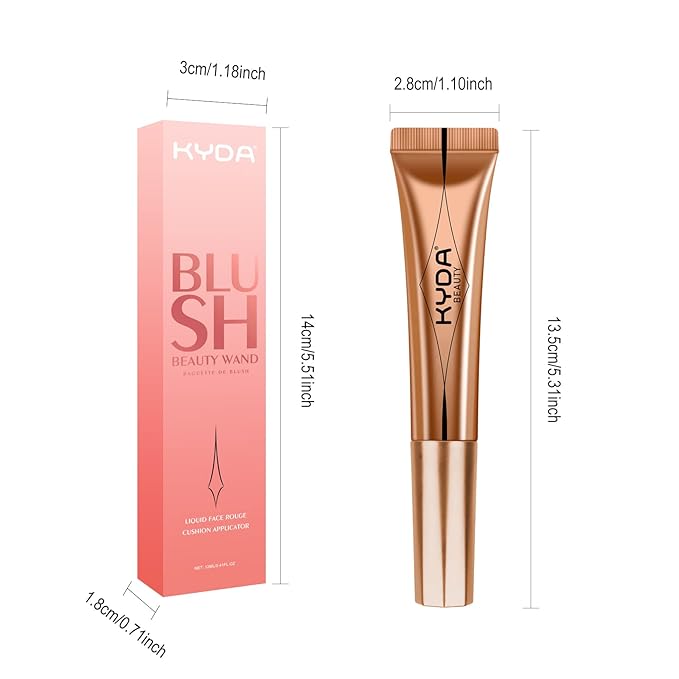 KYDA Blush Beauty Wand, Shimmer Face Blush with Cushion Applicator, Natural Pearl Finish, Silky Smooth Creamy Formula, Lightweight Blendable Blush Rouge Stick-Pearl Pink