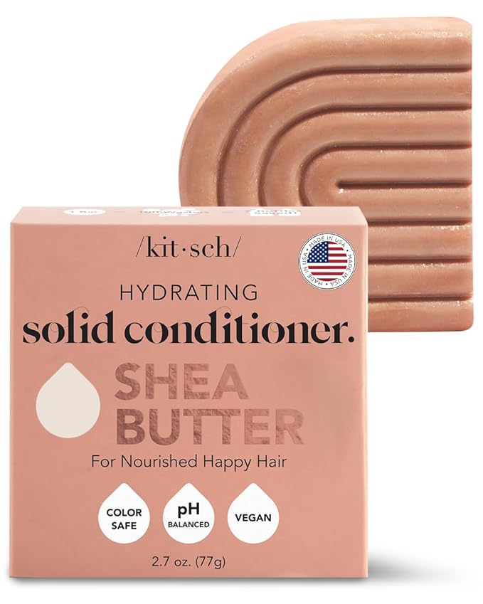 Kitsch Shea Butter Conditioner Bar for Hair Hydration | Nourishing Hair Mask | Made in US | Eco-Friendly Zero Waste Solid Bar Conditioner | Moisture for Dry Hair | Works w/Natural Shampoo Bar, 2.7oz