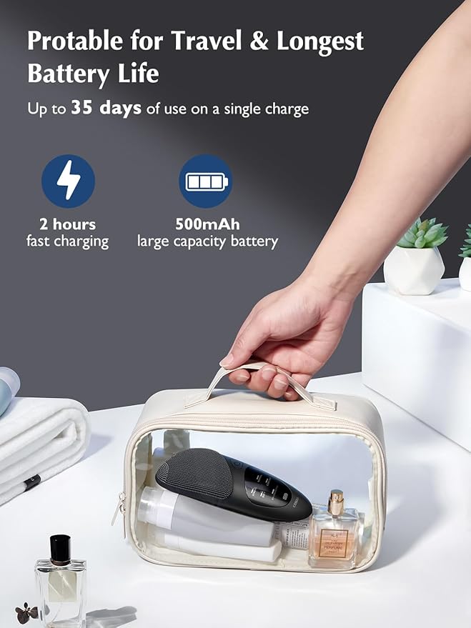 COSLUS Face Scrubber Facial Cleansing Brush: Silicone Portable Waterproof Rechargeable Face Wash Brush, 4 Cleansing Modes, Electric Face Exfoliator for Men Women Cleaning, Exfoliating, Massaging