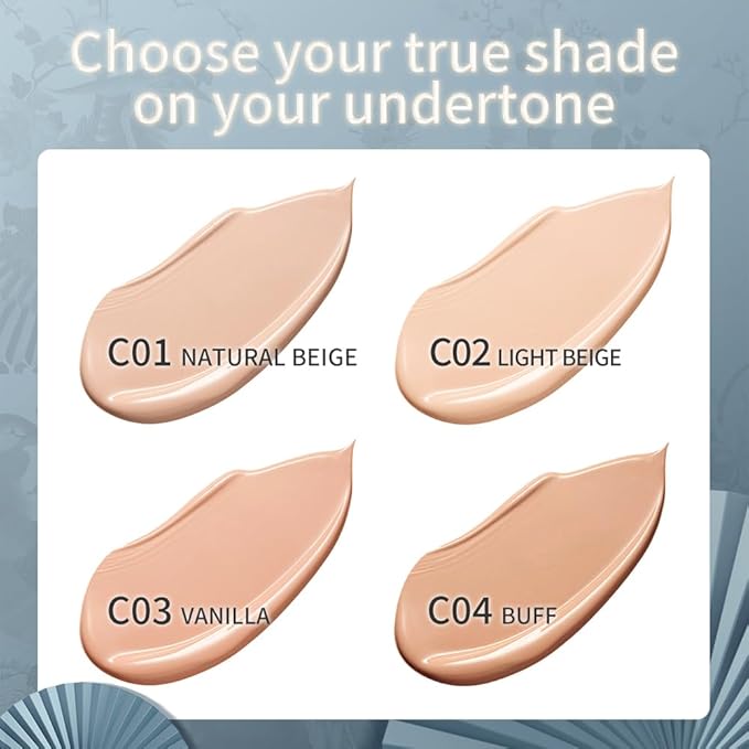 Catkin Phoenix Cushion Foundation Buildable Coverage Anti-Aging Serum Makeup, Sheer Satin Finish, Refill Included, Light Beige 0.46 Oz x 2, C04 BUFF