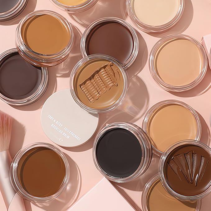 Kaely 2Pcs Cream Pot Concealer Full Coverage Set,Conceal Brighten Dark Circles,under Eye Color Correcting Concealer,Waterproof Foundation Palette with Brush,corrector de ojeras,Vegan Makeup,11+12