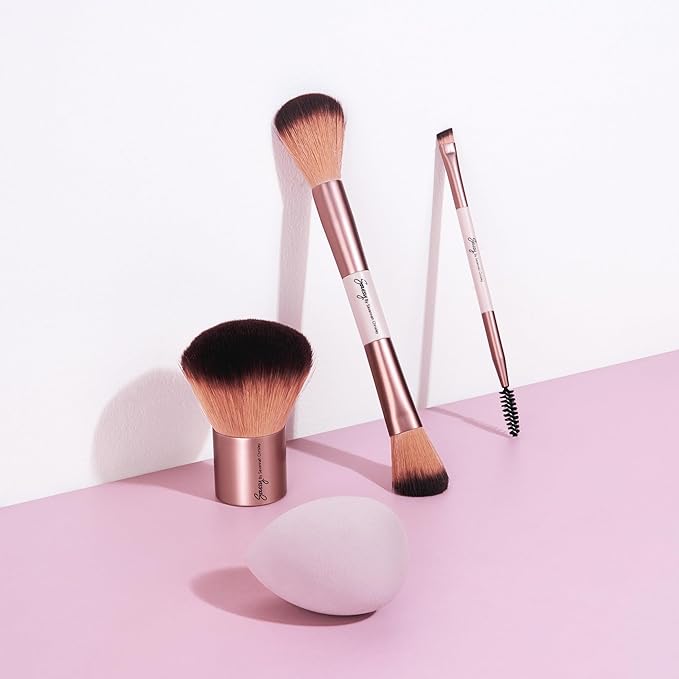 Sassy by Savannah Chrisley Sassy Brush Kit - Beauty Tool Kit for Women - All-in-One Beauty for Eyes and Face - Brush Kit Great for Makeup Application - Kit Includes Reusable Zipper Pouch - 4 Pc