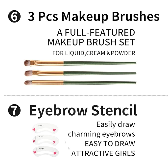 All in One Makeup Kit For Girls - 16 Colors Naked Eyeshadow Palette, 3Pcs Makeup Brushes, Waterproof Eyeliner Pencil, Eyebrow Powder,Eyebrow Pencil,Mascara, Women and Beginners Teens Makeup Gift Set