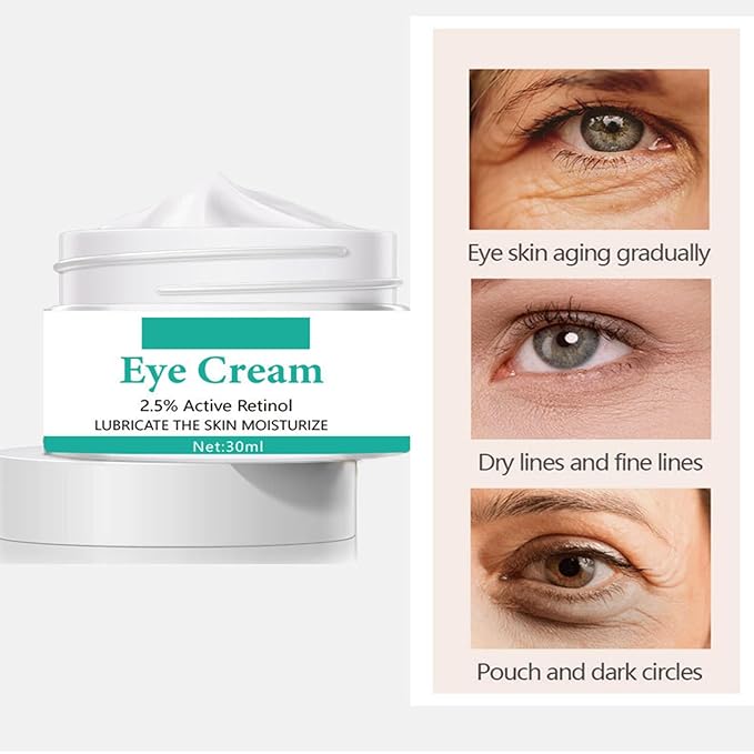 Eye Cream with 2.5% Active Retinol Anti Puffiness Caffeine Under Eye Cream Collagen Deep Moisturizing Anti Wrinkle Reduce Fine Lines Improve Dark Circles Anti Aging